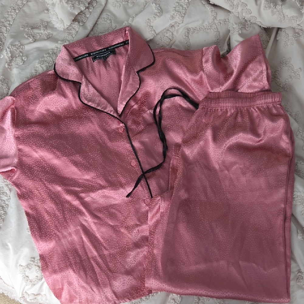 Pink Satin Pajama Set